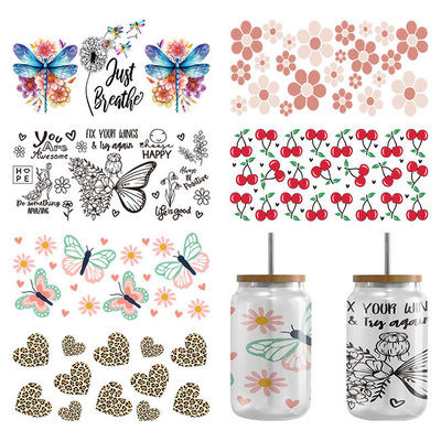 Buy Foil Hot Stamping 16oz Glass Sticker Decal UV DTF Packaging For Tumblers online manufacture